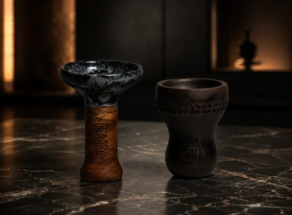Comparison between a phunnel bowl and a Classic hookah bowl, highlighting different airflow and heat distribution characteristics.