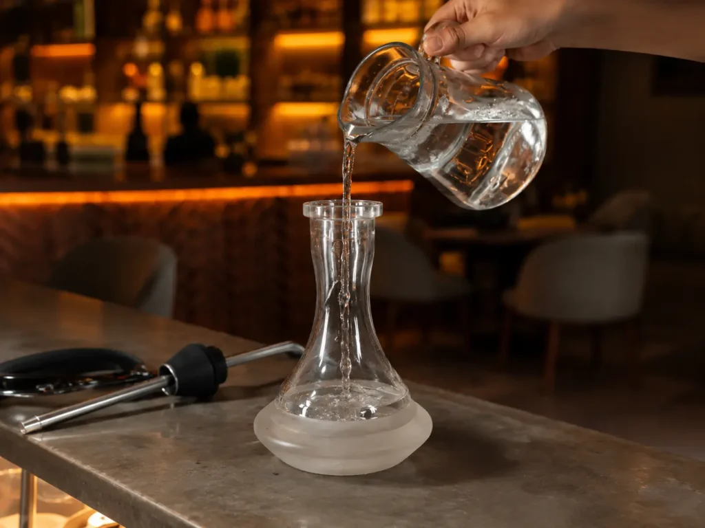 How to prepare shisha by setting the water level in the hookah base